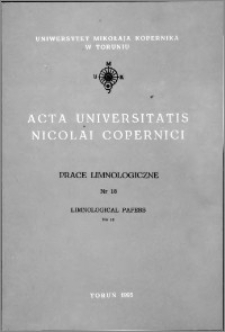 Acta Universitatis Nicolai Copernici. Nauki Matematyczno-Przyrodnicze. Prace Limnologiczne, z. 18 (88), 1993