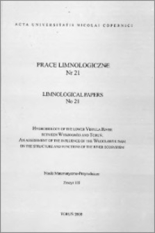 Acta Universitatis Nicolai Copernici. Nauki Matematyczno-Przyrodnicze. Prace Limnologiczne, z. 21 (105), 2000