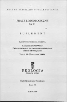 Acta Universitatis Nicolai Copernici. Nauki Matematyczno-Przyrodnicze. Prace Limnologiczne, z. 21 (105), 2000, suplement