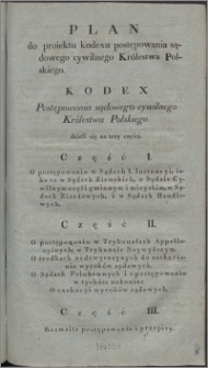 Plan do projektu kodeksu postępowania sądowego cywilnego Królestwa Polskiego