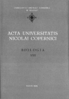 Acta Universitatis Nicolai Copernici. Nauki Matematyczno-Przyrodnicze. Biologia, z. 22 (45), 1978