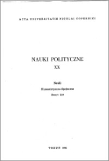 Acta Universitatis Nicolai Copernici. Nauki Humanistyczno-Społeczne. Nauki Polityczne, z. 20 (219), 1991