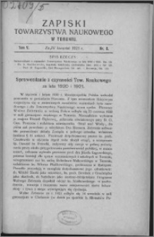 Zapiski Towarzystwa Naukowego w Toruniu, T. 5 nr 8, (1921)