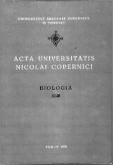 Acta Universitatis Nicolai Copernici. Nauki Matematyczno-Przyrodnicze. Biologia, z. 43 (84), 1993