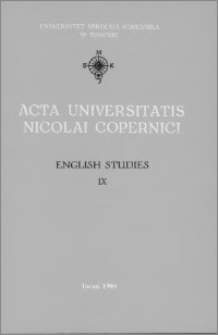 Acta Universitatis Nicolai Copernici. Humanities and Social Sciences. English Studies, z. 9 (336), 1999