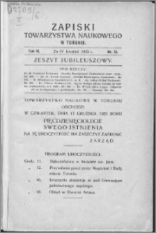 Zapiski Towarzystwa Naukowego w Toruniu, T. 6 nr 12, (1925)