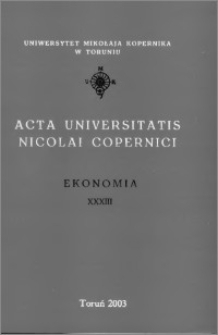 Acta Universitatis Nicolai Copernici. Nauki Humanistyczno-Społeczne. Ekonomia, z. 33 (367), 2003