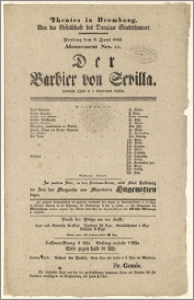 [Afisz:] Der Barbier von Sevilla. Komische Oper in 2 Akten von Rossini