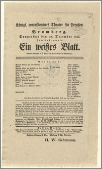 [Afisz:] Ein Weißes Blatt. Neuestes Schauspiel in 5 Akten, von Karl Gutzkow (Manuscript)