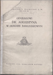 Geniuszowi św. Augustyna w hołdzie jubileuszowym