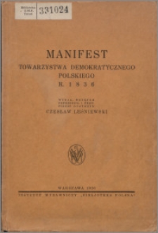 Manifest Towarzystwa Demokratycznego Polskiego r. 1836