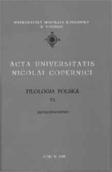 Acta Universitatis Nicolai Copernici. Nauki Humanistyczno-Społeczne. Filologia Polska, z. 40 (246), 1993