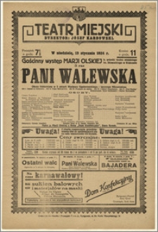 [Afisz:] Pani Walewska. Obraz historyczny w 5 aktach Wacława Gąsiorowskiego i Ignacego Nikorowicza
