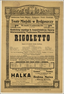 [Afisz:] Rigoletto. Opera w 4 aktach Józefa Verdi'ego