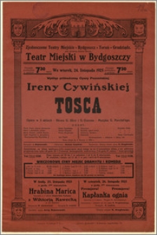 [Afisz:] Tosca. Opera w 3 aktach