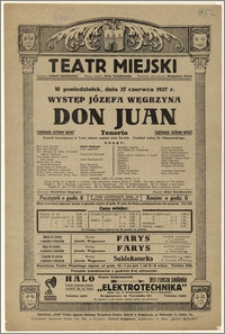 [Afisz:] Don Juan Tenorio. Dramat fantastyczny w 7-miu aktach napisał José Zorrilla
