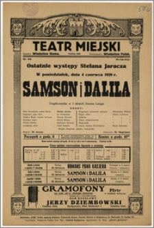 [Afisz:] Samson i Dalila. Tragikomedja w 3 aktach Swena Lange