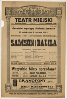 [Afisz:] Samson i Dalila. Tragikomedja w 3 aktach Swena Lange