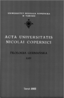 Acta Universitatis Nicolai Copernici. Nauki Humanistyczno-Społeczne. Filologia Germańska, z. 24 (348), 2002