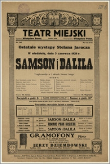 [Afisz:] Samson i Dalila. Tragikomedja w 3 aktach Swena Lange