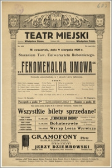 [Afisz:] Fenomenalna umowa. Komedja amerykańska w 3 aktach Larry Jahnsona