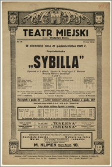 [Afisz:] Sybilla. Operetka w 3 aktach