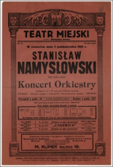 [Afisz:] Koncert Orkiestry. Stanisław Namysłowski