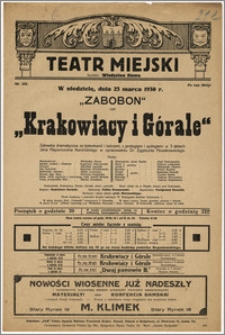 [Afisz:] Zabobon czyli Krakowiacy i Górale. Zabawka dramatyczna ze śpiewkami i tańcami, z prologiem i epilogiem w 3 aktach Jana Nepomucena Kamińskiego