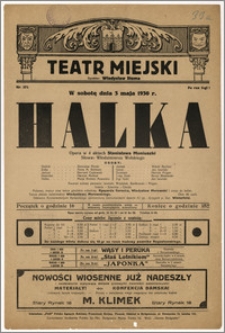 [Afisz:] Halka. Opera w 4 aktach Stanisława Moniuszki