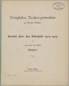 Bericht über das Schuljahr 1904-1905