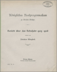 Bericht über das Schuljahr 1905-1906