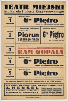 [Afisz:] Repertuar tygodniowy. 1-5 października 1938 r.