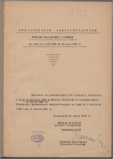 Sprawozdanie Administracyjne Wydziału Powiatowego w Toruniu za czas od 1.04.1938 r. do 31.03.1939 r.