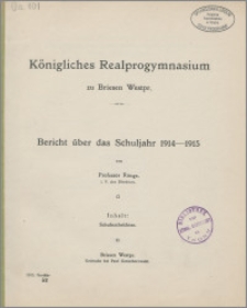 Bericht über das Schuljahr 1914-1915