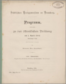 Programm, durch welches zu der öffentlichen Prüfung am 1 Aprill 1884 [...]