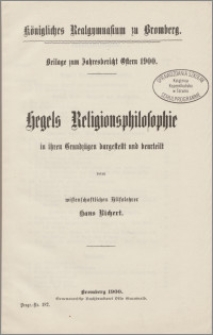 Hegels Religionsphilosophie in ihren Grundzügen