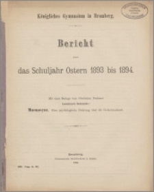 Bericht über das Schuljahr Ostern 1893 bis 1894