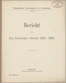 Bericht das Schuljahr Ostern 1895-1896