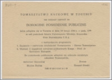 [Zaproszenie. Incipit] Towarzystwo Naukowe w Toruniu ma zaszczyt zaprosić na Doroczne Posiedzenie Publiczne...19 lutego 1966 r