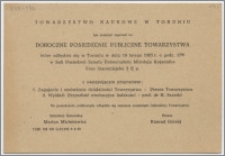 [Zaproszenie. Incipit] Towarzystwo Naukowe w Toruniu ma zaszczyt prosić na Doroczne Posiedzenie Publiczne...19 lutego 1965 r.