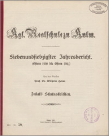 Siebenudsiebzigster Jahresbericht. (Ostern 1910 bis Ostern 1911.)
