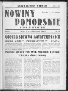 Nowiny Toruńskie 1931, R. I, nr 13