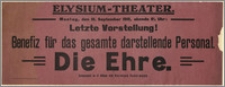 [Afisz:] Die Ehre. Schauspiel in 4 Akten von Hermann Sudermann