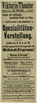 [Afisz:] Spielplan vom 16. bis 31. Juli 1918