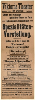 [Afisz:] Spielplan vom 16. bis 31. August 1918