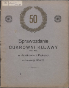 Sprawozdanie Cukrowni Kujawy Tow. Akc. w Janikowie i Pakości za kampanję 1924/1925