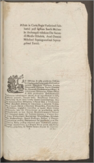 Actum in Curia Regia Varsaviensi Sabbatho post Festum Sancti Michaelis Archangeli videlicet Die Secunda Mensis Octobris, Anno Domini Millesimo Septingentesimo Septuagesimo Tertio [...] : [Inc.:] Ratyfikacya Traktatow