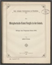 Die Metaphorische Kunst Vergils in der Aeneis [...]