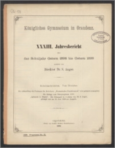 XXXIII. Jahresbericht über das Schuljahr Ostern 1898 bis Ostern 1899 [...]