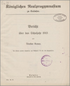 Königliches Realprogymnasium zu Culmsee. Bericht über das Schuljahr 1913